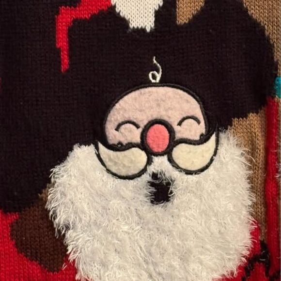 Ugly Christmas Sweater with Santa and Reindeer Women’s Size Medium - Picture 4 of 4